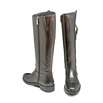 VARIO Hakiki Deri Fermuarlı Kaymaz Taban Kadın Çizme Z609 NATURE T.MORO (Kahve)