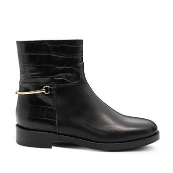 VARIO Hakiki Deri Fermuarlı Tokalı Kaymaz Taban Bot Z610 COCCO NERO