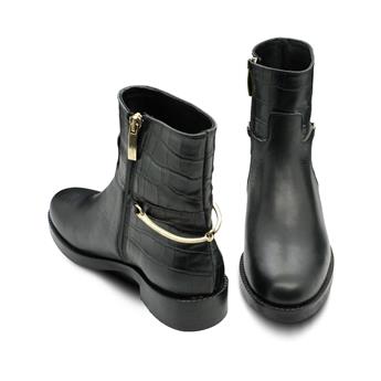 VARIO Hakiki Deri Fermuarlı Tokalı Kaymaz Taban Bot Z610 COCCO NERO