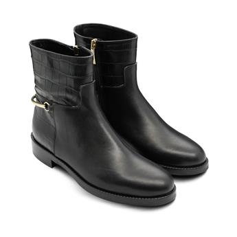 VARIO Hakiki Deri Fermuarlı Tokalı Kaymaz Taban Bot Z610 COCCO NERO