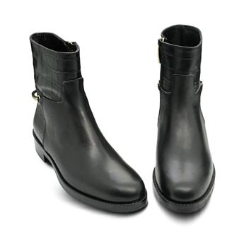 VARIO Hakiki Deri Fermuarlı Tokalı Kaymaz Taban Bot Z610 COCCO NERO