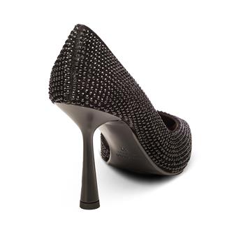 VARIO Kristal Taşlı Topuklu Ayakkabı Z598 CAMOSCIO NERO (Sıyah Taşlı)