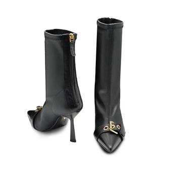 VARIO Esnek Hakiki Deri Metal Toka Fermuarlı Kaymaz Taban Bot 040 NERO (Siyah)