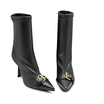 VARIO Esnek Hakiki Deri Metal Toka Fermuarlı Kaymaz Taban Bot 040 NERO (Siyah)