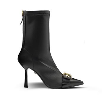 VARIO Esnek Hakiki Deri Metal Toka Fermuarlı Kaymaz Taban Bot 040 NERO (Siyah)