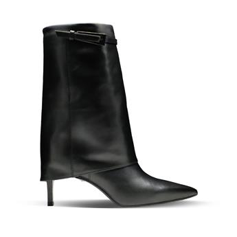 VARIO Hakiki Deri Sivri Burunlu Paçalı Fermuarsız Bot 400 VITELLO NERO (SİYAH)