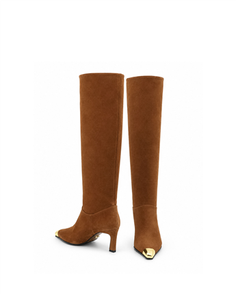 VARIO Hakiki Süet Deri Diz Üstü Çizme Z188 TABA SÜET (Tan Suede))