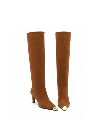 VARIO Hakiki Süet Deri Diz Üstü Çizme Z188 TABA SÜET (Tan Suede))
