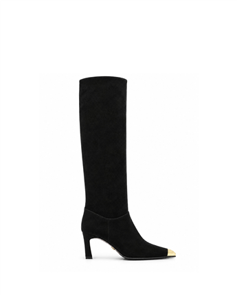 VARIO Hakiki Süet Deri Diz Üstü Çizme 346 SİYAH SÜET (Black Suede)