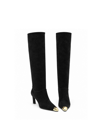 VARIO Hakiki Süet Deri Diz Üstü Çizme 346 SİYAH SÜET (Black Suede)