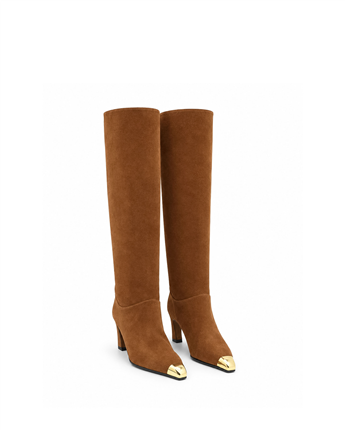 VARIO Hakiki Süet Deri Diz Üstü Çizme Z188 TABA SÜET (Tan Suede))