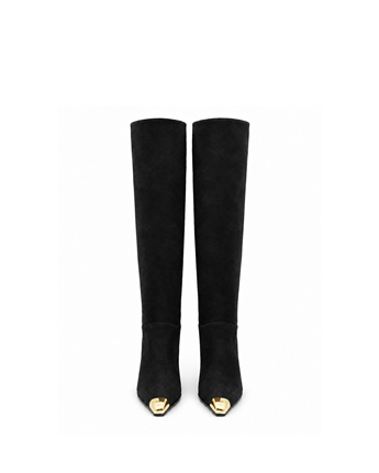 VARIO Hakiki Süet Deri Diz Üstü Çizme 346 SİYAH SÜET (Black Suede)