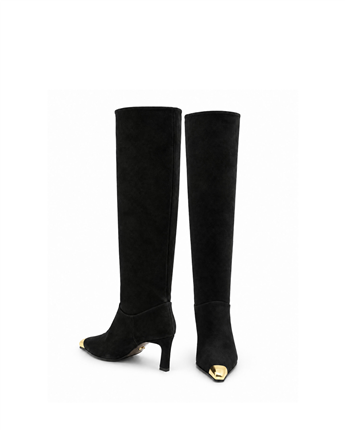 VARIO Hakiki Süet Deri Diz Üstü Çizme 346 SİYAH SÜET (Black Suede)