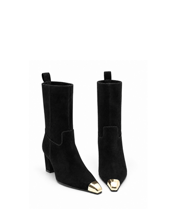 VARIO Hakiki Süet Deri Kadın Bot 346 SİYAH SÜET (Black Suede)