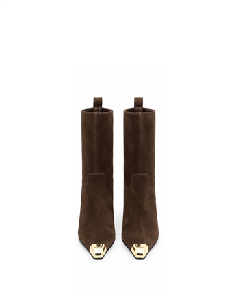 VARIO Hakiki Süet Deri Kadın Bot 381 KAHVE SÜET(Brown Suede)