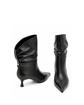 VARIO Hakiki Deri Sivri Burun Bot 053 SIYAH (Black)