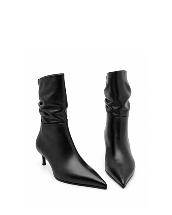VARIO Hakiki Deri Sivri Burun Bot 053 SIYAH (Black)