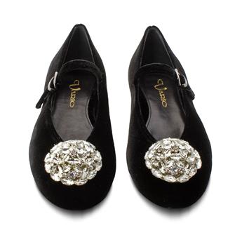 VARIO Kadife Kristal Taşlı Babet 244 VELLUTO NERO (Kadife Siyah)