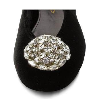 VARIO Kadife Kristal Taşlı Babet 244 VELLUTO NERO (Kadife Siyah)