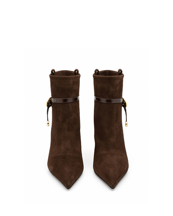 VARIO Hakiki Deri Sivri Burunlu Kadın Bot 381 KAHVE SÜET(Brown Suede)