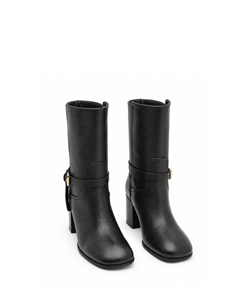 VARIO Hakiki Deri Kadın Bot S68 SIYAH FLOTER (Black Floater)
