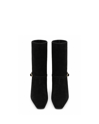 VARIO Hakiki Süet Fermuarsız Kadın Bot 346 SİYAH SÜET (Black Suede)