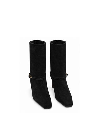 VARIO Hakiki Süet Fermuarsız Kadın Bot 346 SİYAH SÜET (Black Suede)