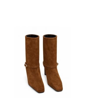 VARIO Hakiki Süet Fermuarsız Kadın Bot 381 KAHVE SÜET(Brown Suede)