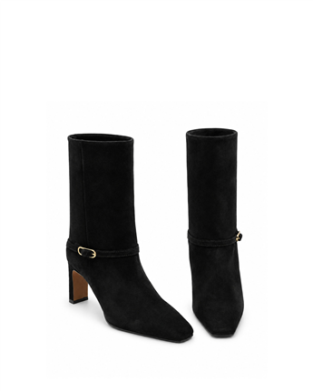 VARIO Hakiki Süet Fermuarsız Kadın Bot 346 SİYAH SÜET (Black Suede)
