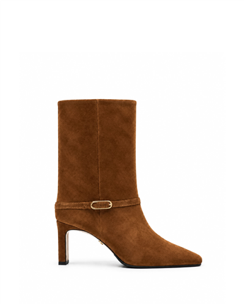 VARIO28608VARIO Hakiki Süet Fermuarsız Kadın Bot 381 KAHVE SÜET(Brown Suede)