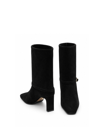 VARIO Hakiki Süet Fermuarsız Kadın Bot 346 SİYAH SÜET (Black Suede)