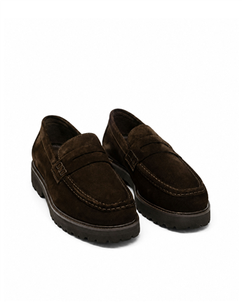VARIO Hakiki Deri Erkek Loafer Ayakkabı Z590 YARMA SUET KAHVE 490 C63 (Split Suede Brown)