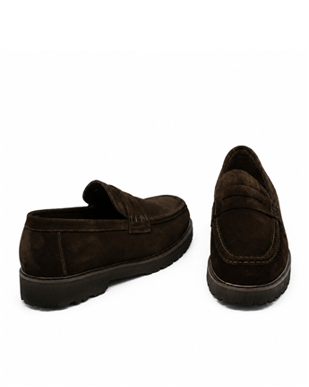 VARIO Hakiki Deri Erkek Loafer Ayakkabı Z590 YARMA SUET KAHVE 490 C63 (Split Suede Brown)
