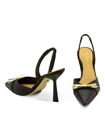 VARIO Sivri Burun Slingback Stiletto Kadın Topuklu Ayakkabı 040 NERO (Siyah)