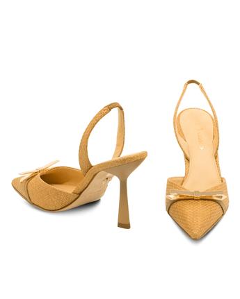 VARIO Sivri Burun Slingback Stiletto Kadın Topuklu Ayakkabı 894 CAMMELLO