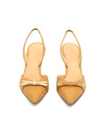 VARIO Sivri Burun Slingback Stiletto Kadın Topuklu Ayakkabı 894 CAMMELLO