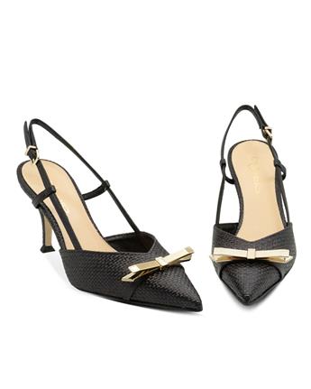 VARIO Hasır Dokulu Stiletto Kadın Ayakkabı 040 NERO (Siyah)