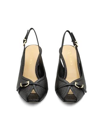 VARIO Hasır Dokulu Stiletto Kadın Ayakkabı 040 NERO (Siyah)