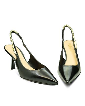VARIO Hakiki Parlak Deri Slingback Topuklu Ayakkabı Z482 VERLUX NERO (Parlak Siyah)