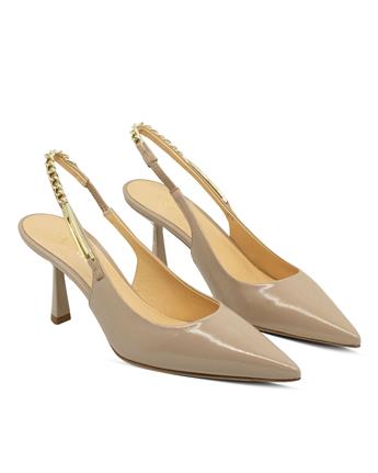 VARIO Hakiki Parlak Deri Slingback Topuklu Ayakkabı Z643 VERLUX SABBIA (KUM)