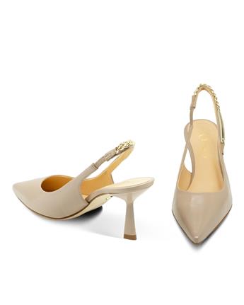 VARIO Hakiki Parlak Deri Slingback Topuklu Ayakkabı Z643 VERLUX SABBIA (KUM)