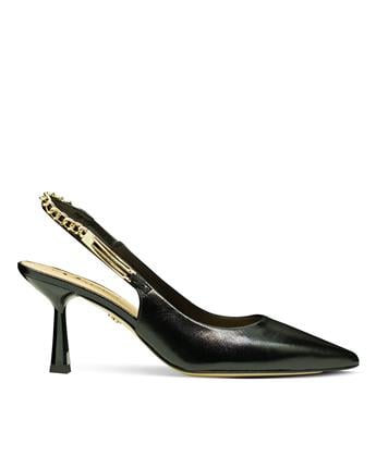 VARIO3147VARIO Hakiki Parlak Deri Slingback Topuklu Ayakkabı Z482 VERLUX NERO (Parlak Siyah)
