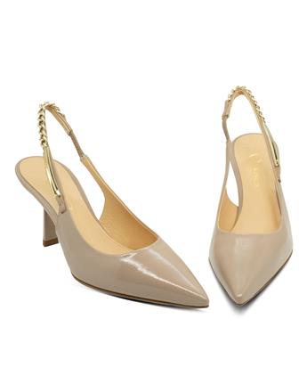 VARIO Hakiki Parlak Deri Slingback Topuklu Ayakkabı Z643 VERLUX SABBIA (KUM)