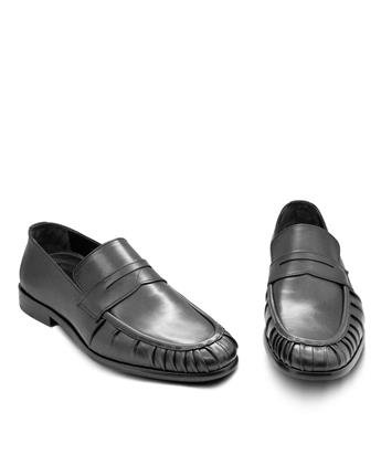 VARIO Hakiki Deri Büzgülü Erkek Klasik Ayakkabı 053 SIYAH (Black)