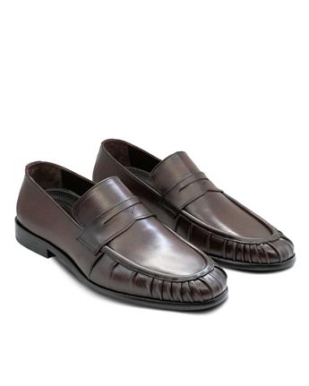 VARIO Hakiki Deri Büzgülü Erkek Klasik Ayakkabı 2116 KAHVERENGİ (Brown)