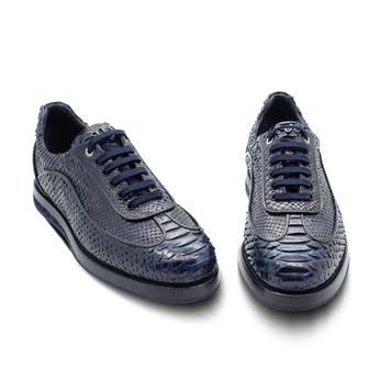 VARIO Gerçek deri Bağcıklı Kauçuk Taban Z151 ORJ.PİTON LACİVERT (Original Python Navy Blue)