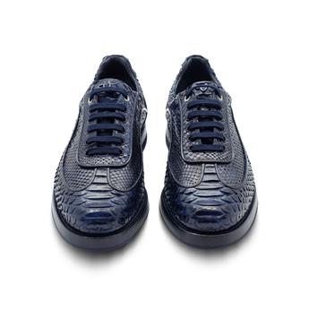 VARIO Gerçek deri Bağcıklı Kauçuk Taban Z151 ORJ.PİTON LACİVERT (Original Python Navy Blue)