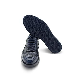 VARIO Gerçek deri Bağcıklı Kauçuk Taban Z151 ORJ.PİTON LACİVERT (Original Python Navy Blue)