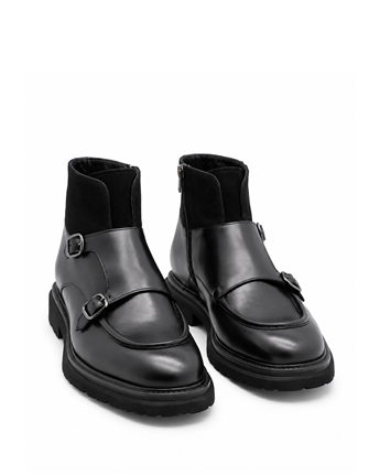 VARIO Hakiki Deri Fermuarlı Erkek Bot 053 SIYAH (Black)