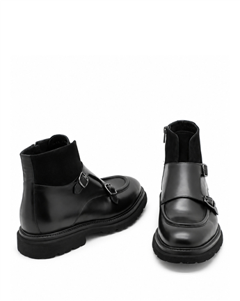 VARIO Hakiki Deri Fermuarlı Erkek Bot 053 SIYAH (Black)